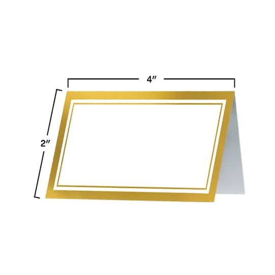 Beistle 2" x 4" White & Gold Place Cards, 50ct.